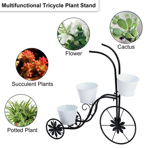 LEWIS&WAYNE tricycle planter outdoors displayed among blooms