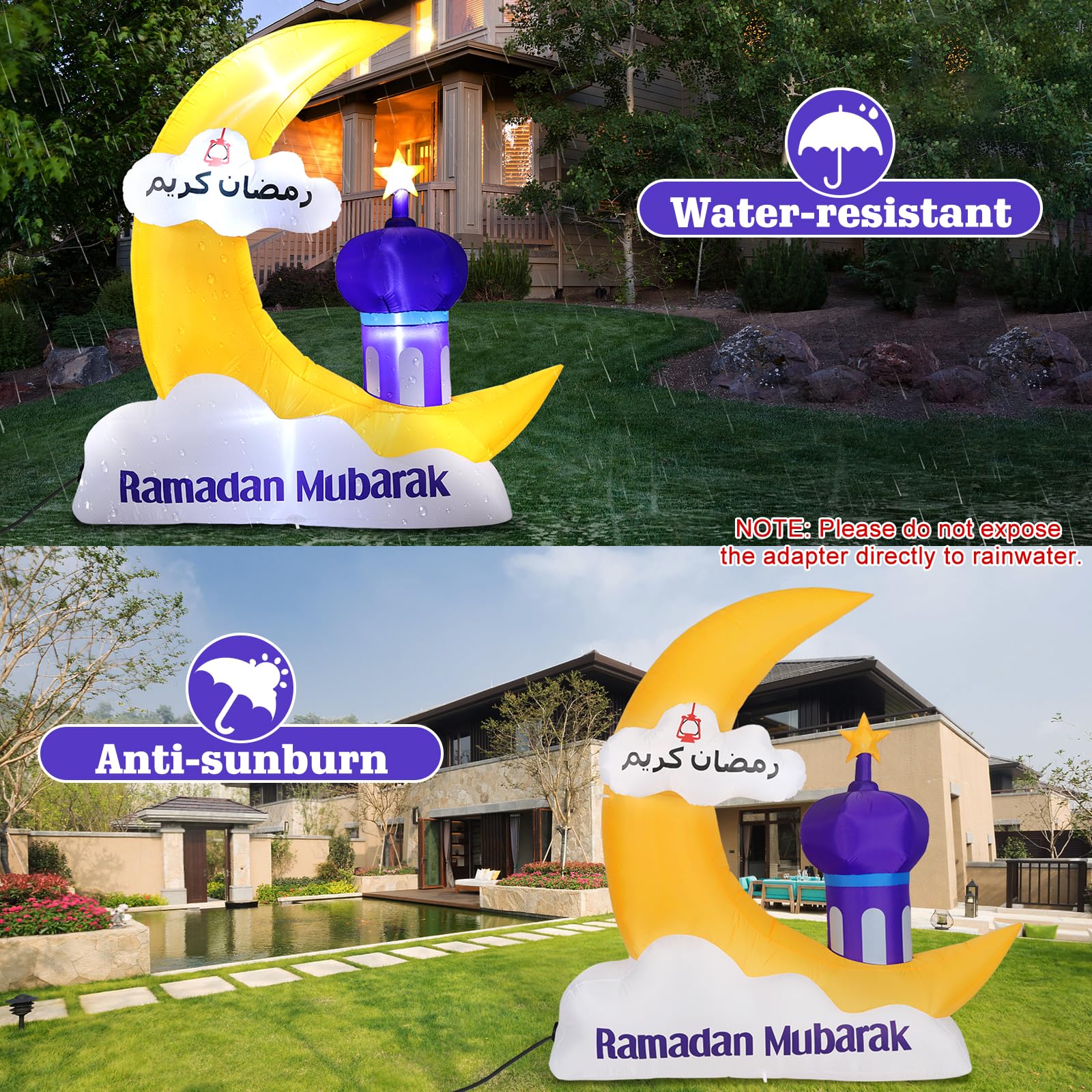 Lewondr clouds-moon-mosque design inflatable for festive Ramadan ambience
