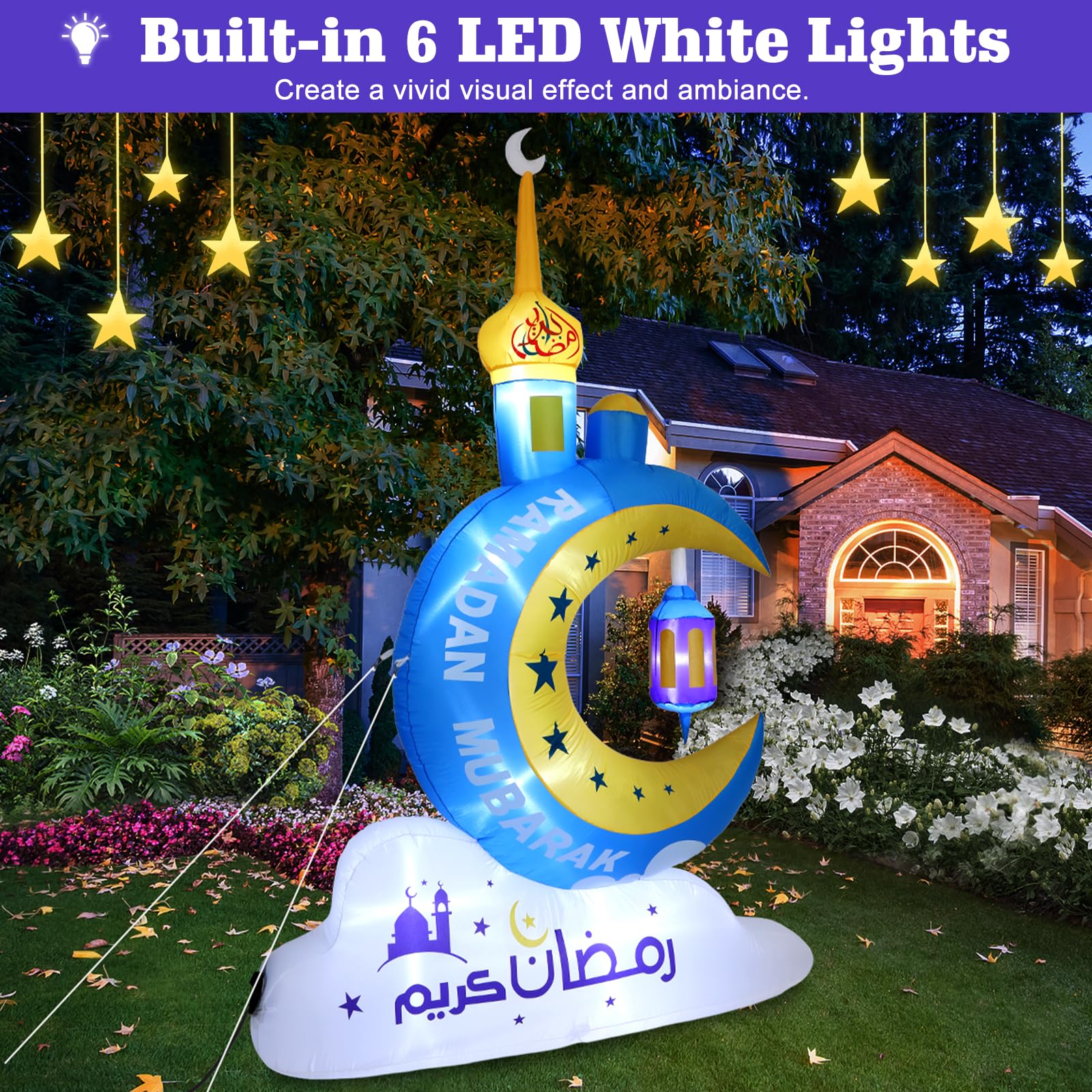 Lewondr clouds and mosque design enhances a welcoming Ramadan yard scene with illumination.