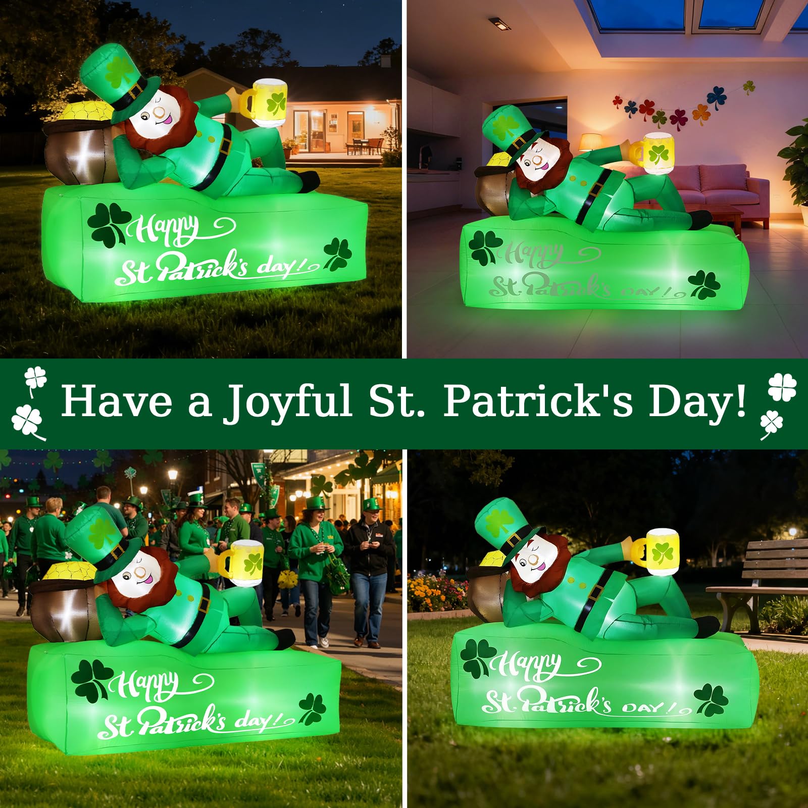 Lewondr St. Patrick's Day display brightens lawns with festive charm.