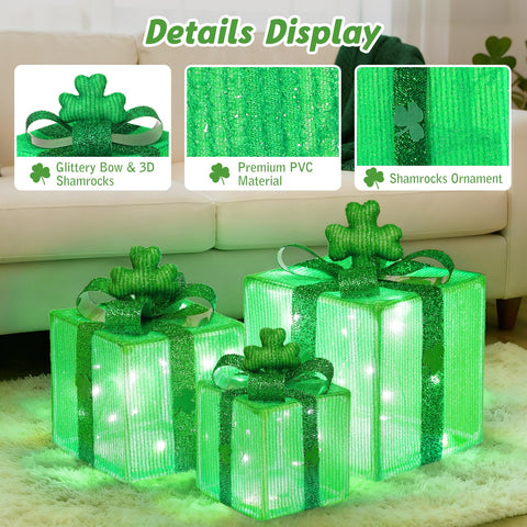 Lewondr St Patrick's Day small lighted gift box adds subtle green glow.