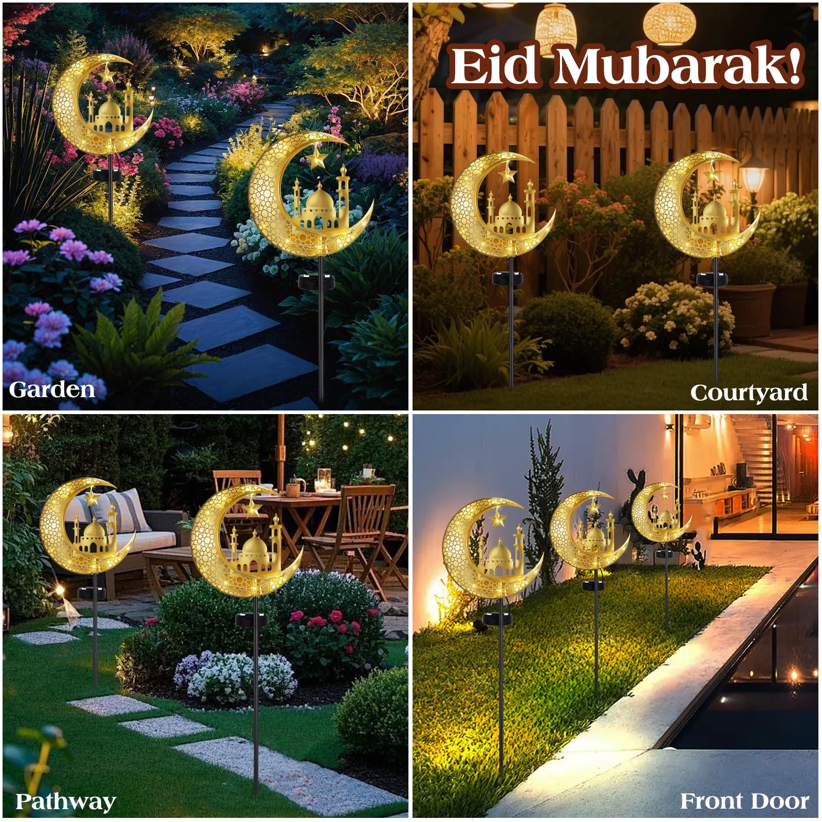 Lewondr weatherproof Ramadan garden light suits year-round outdoor use.