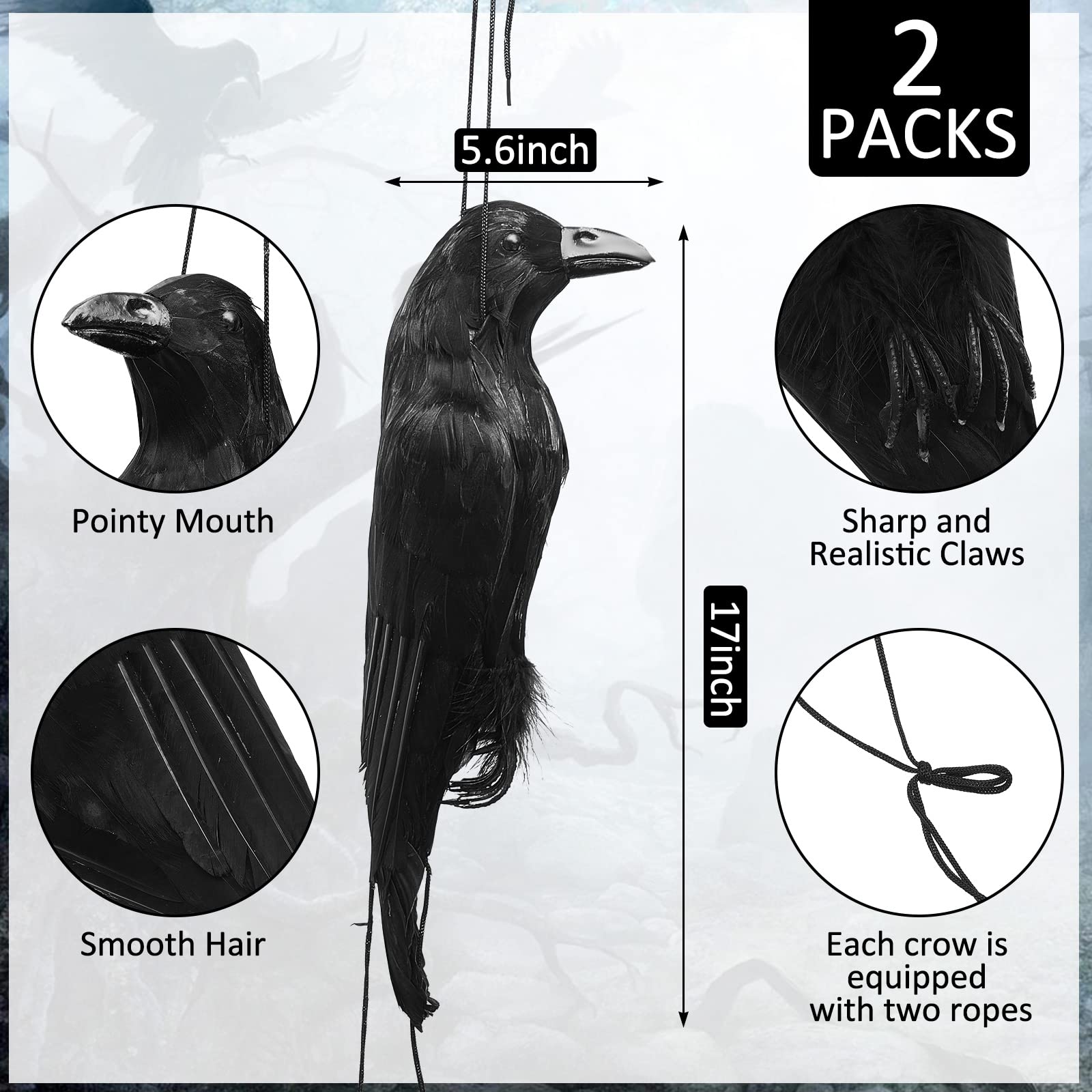 Lewtemi crow decor shows a realistic silhouette perfect for porches and trees.
