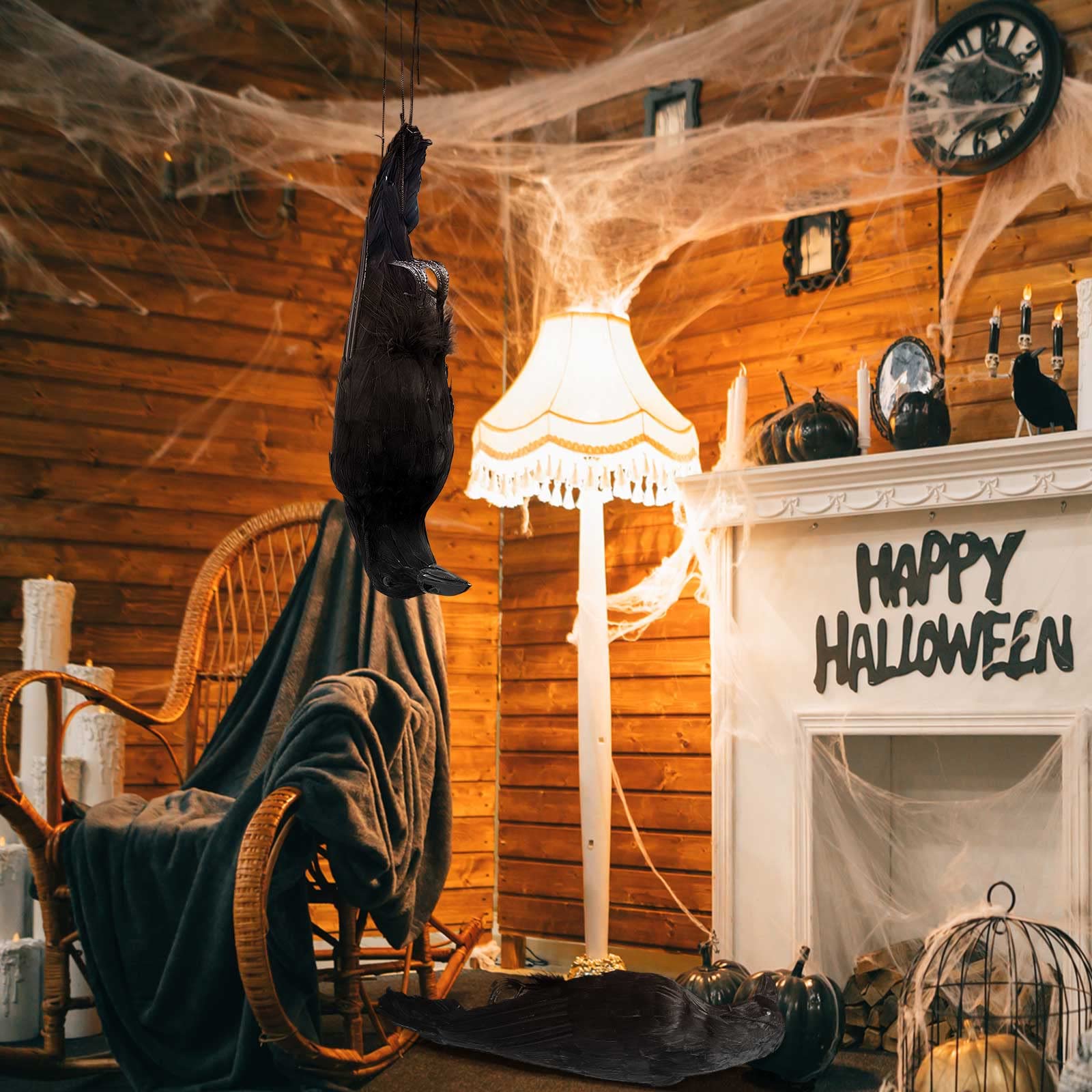 Lewtemi 17-inch crow decoy adds a spooky focal point to fall displays.