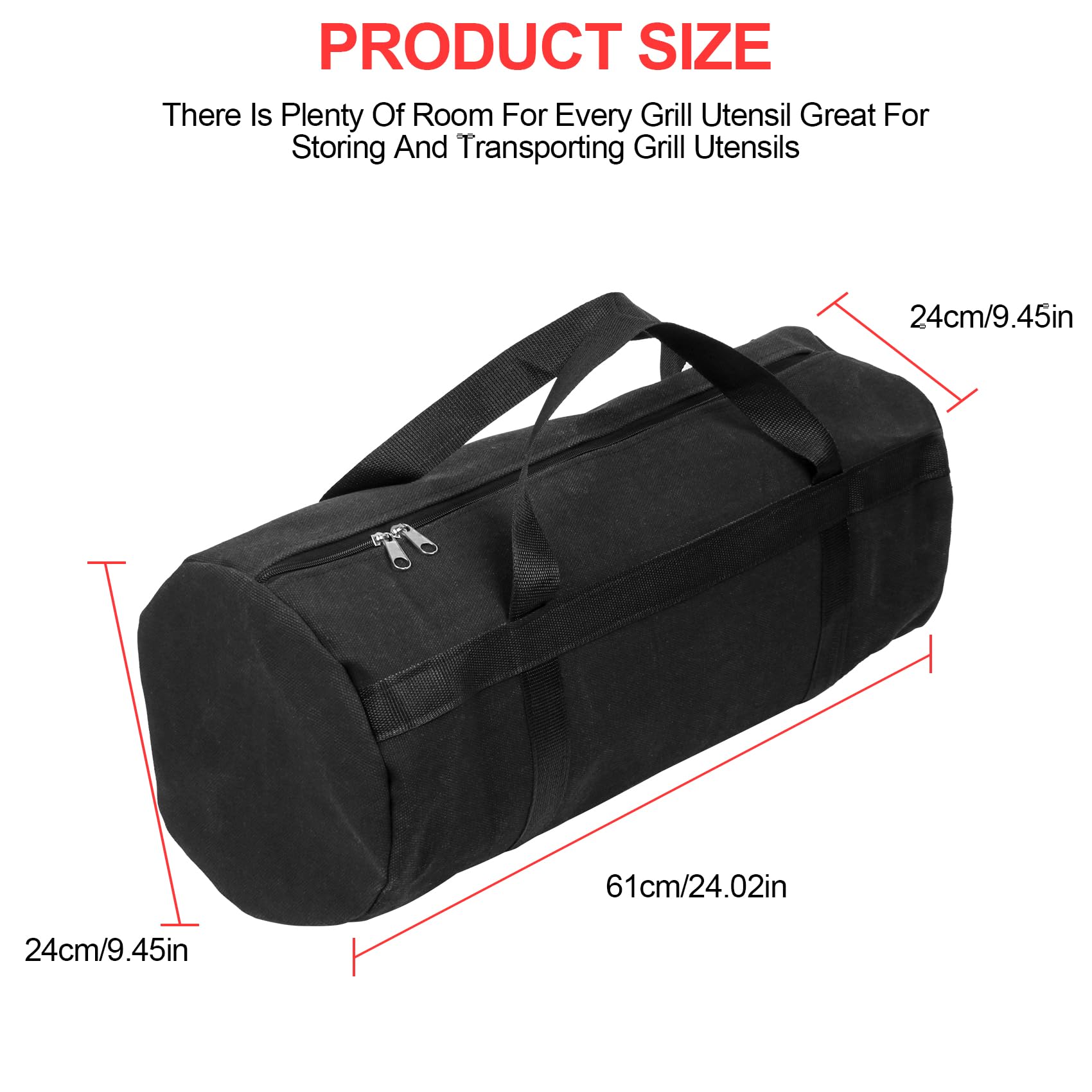 LEXICHER grill tool storage bag with wide hand strap for comfortable carrying.