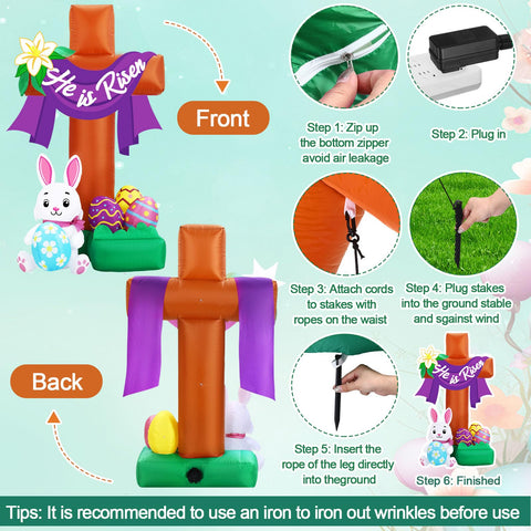 Leyndo Easter cross inflatable with ground stakes for stable outdoor setup