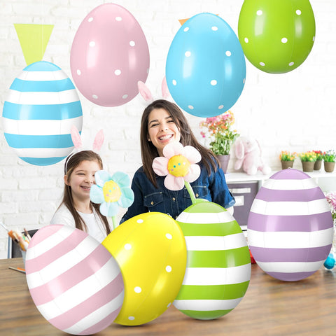 Leyndo 16-inch dotted Easter egg inflates for bright lawn displays.