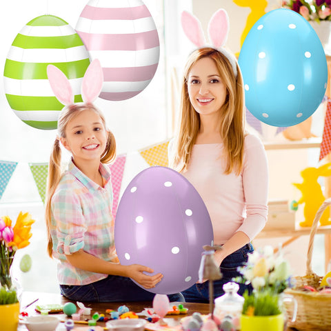 Leyndo 16-inch dotted Easter egg inflates for colorful garden scenes.