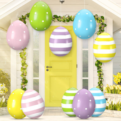 Leyndo 16-inch dotted Easter egg inflates for indoor room decor.