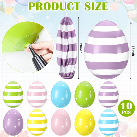 Leyndo 16-inch striped Easter egg inflates for festive party backdrops.