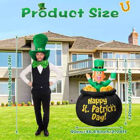 Leyndo LED lights illuminate the leprechaun for evening celebrations.