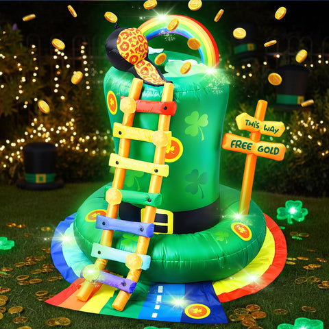 Leyndo leprechaun trap inflatable front view adds festive yard charm