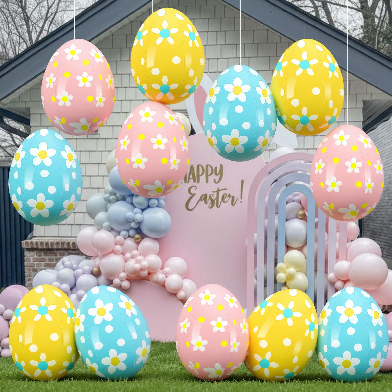 Leyndo yard decor eggs withstand winds for repeated seasonal displays.