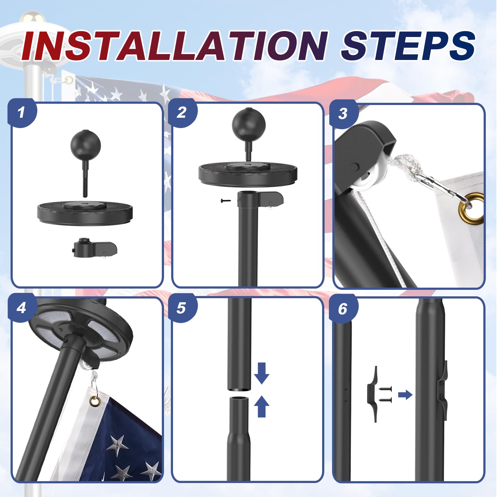 Lezbanz alloy pulley truck supports smooth flag raising.