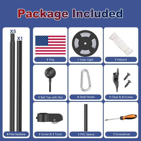 Lezbanz aluminum flag pole segments provide sturdy, corrosion-resistant setup.