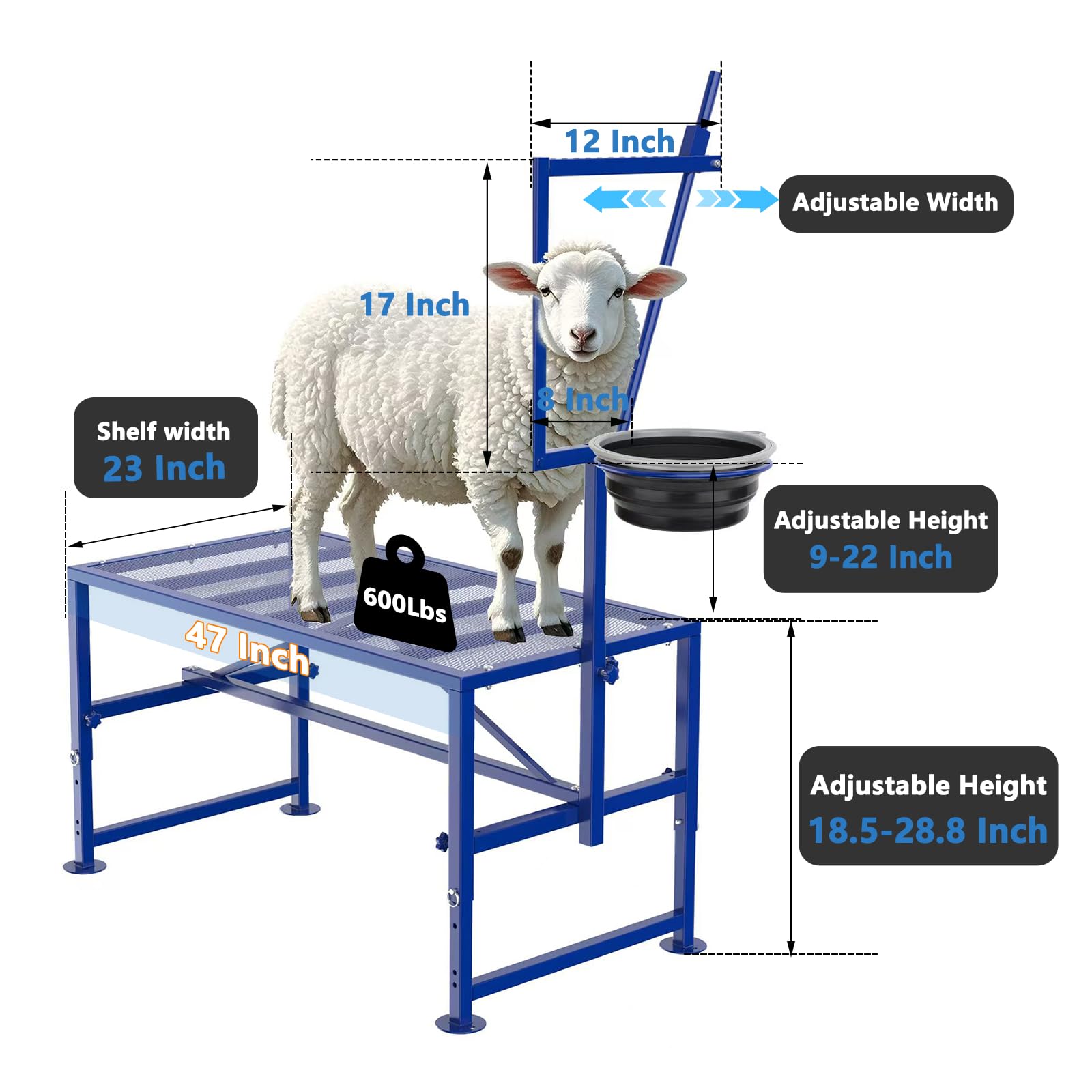 Lezbanz goat stand with adjustable height fits different sheep sizes