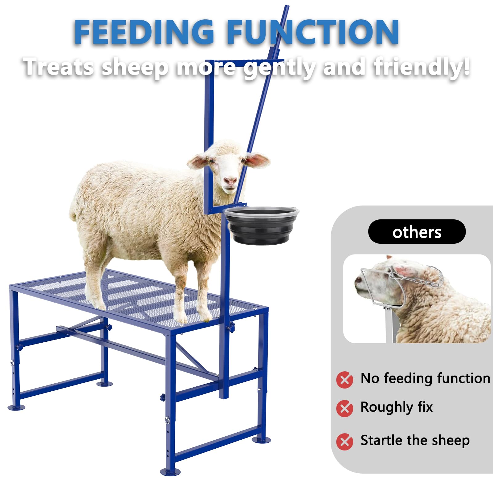 Lezbanz goat stand iron blue finish emphasizes durable, rust-resistant coating
