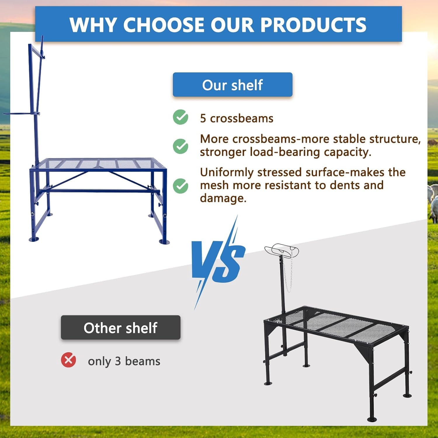 Lezbanz sturdy triangular frame improves stability during milking and trimming