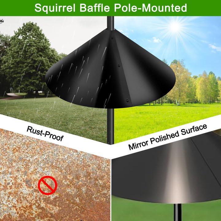 Lezcufer 16-inch baffle on a pole helps protect seed outdoors.