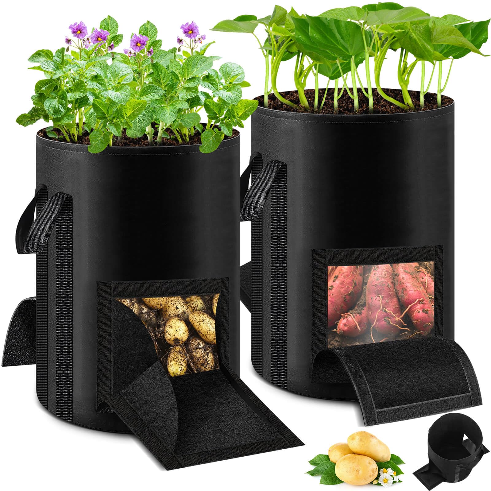 Lezmarket 2-pack 10-gallon potato grow bags ready for balcony gardening