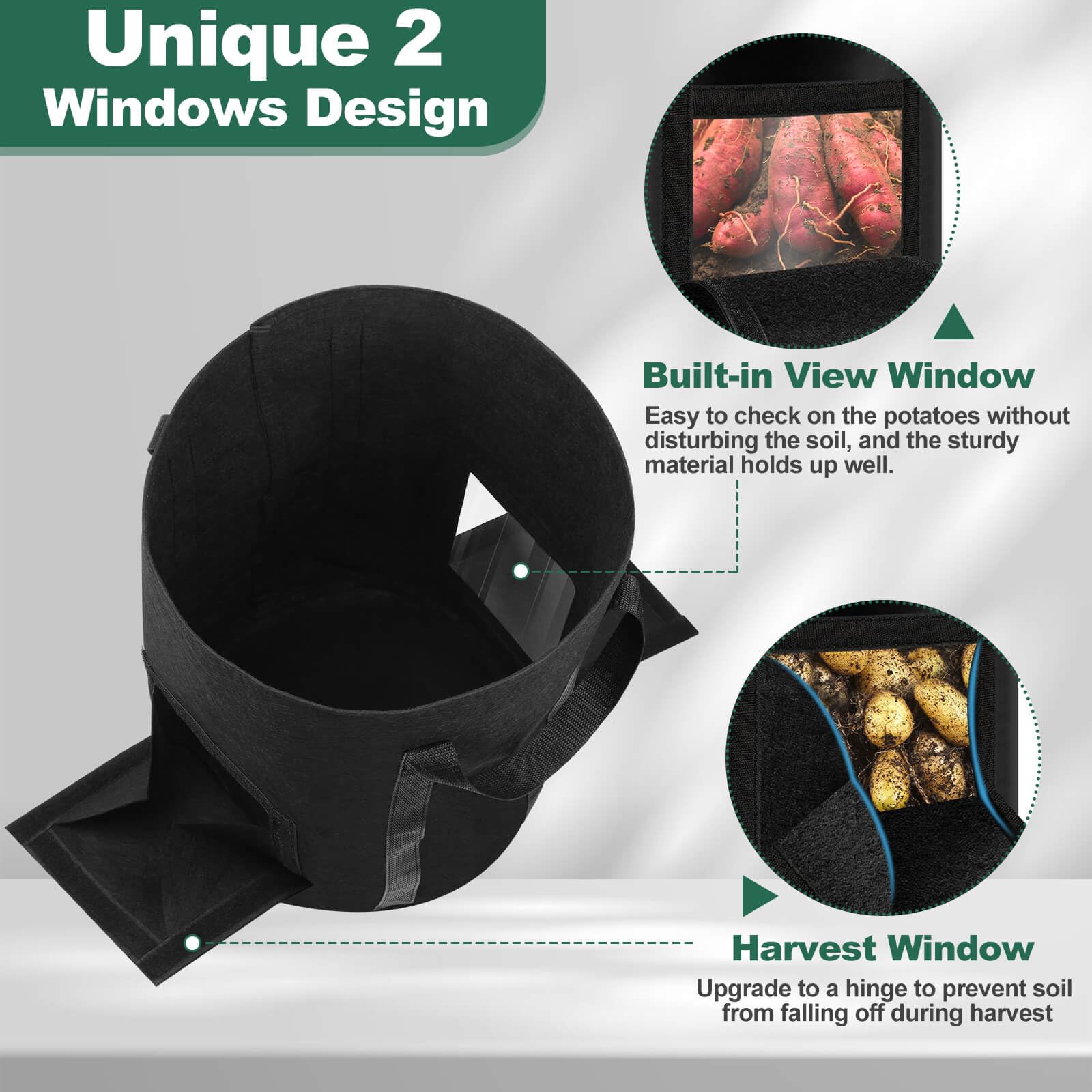 Outdoor Lezmarket garden bag in sunlight for potatoes and vegetables