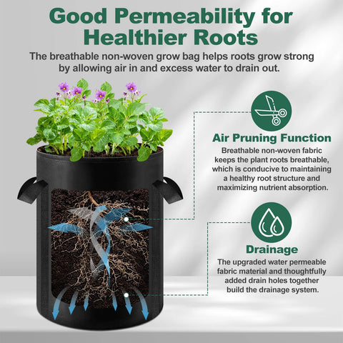 Lezmarket grow bag with reinforced handles for easy moving