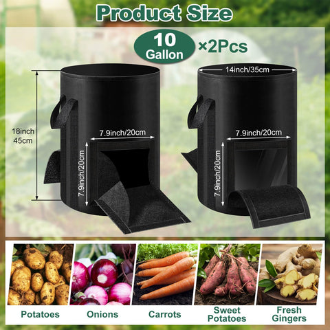 Lezmarket potato grow bag with two windows for easy harvest observation