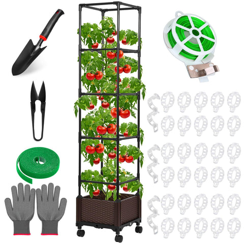 Lezmarket self-watering tomato planter with trellis for patio use and easy irrigation.