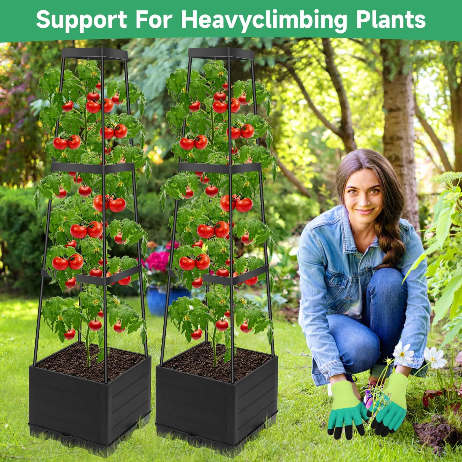 Lezmarket multi-use kit supports year-round growth of tomatoes, peas, and flowers.