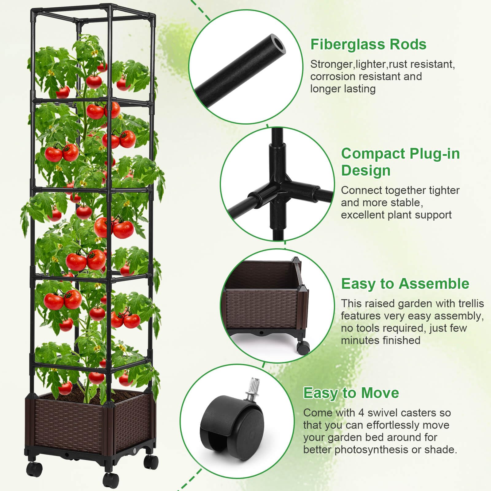 Lezmarket sturdy fiberglass trellis providing durable support for vines.