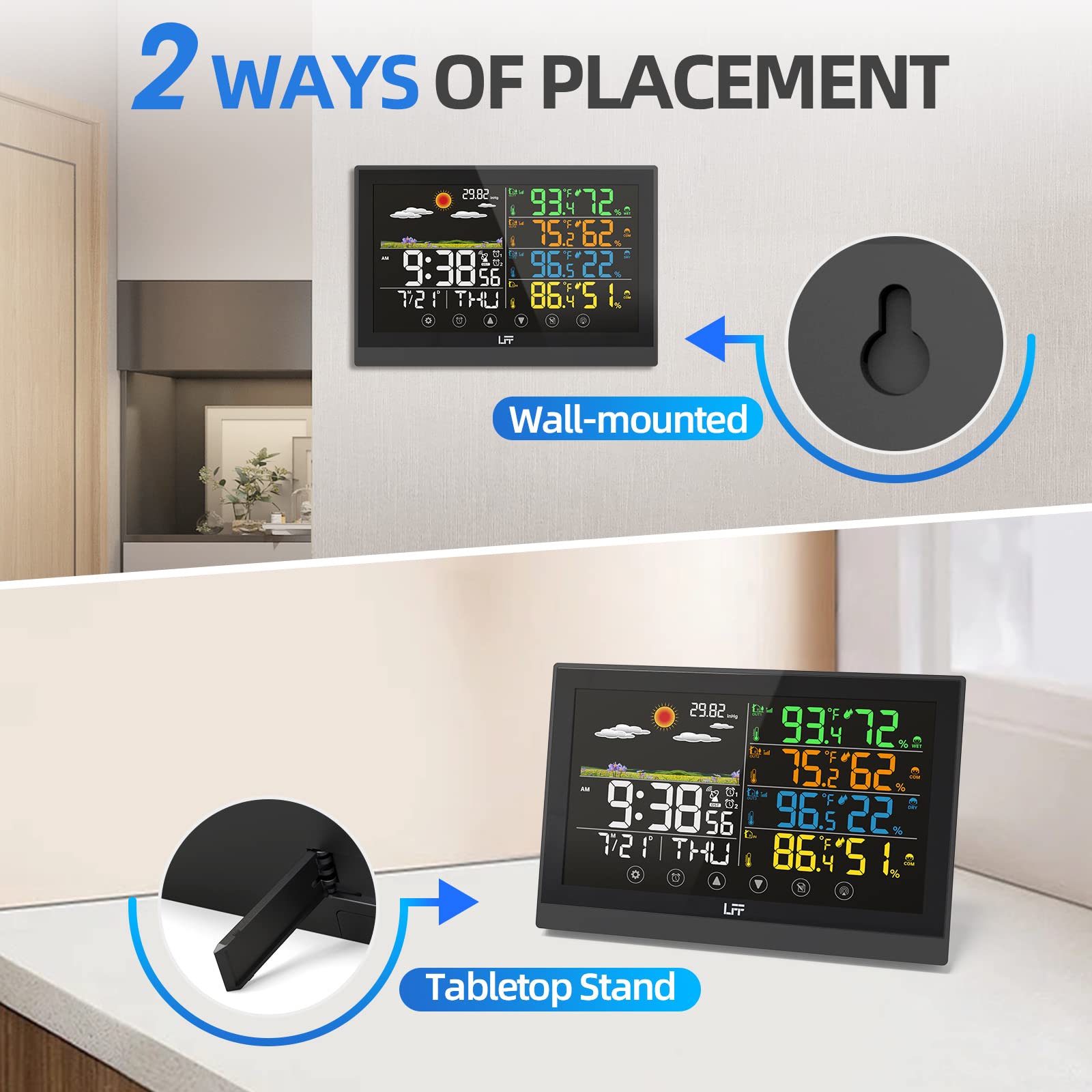 LFF atomic clock with WWVB sync ensures precise timekeeping.