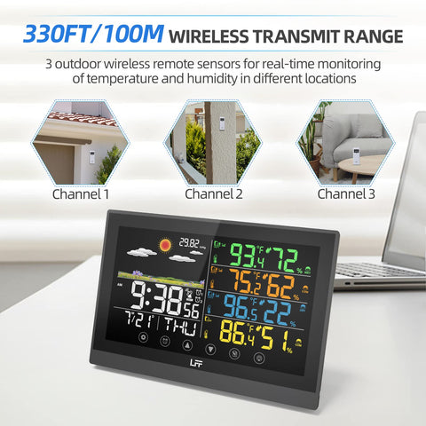 LFF Weather Station color touchscreen for easy navigation and quick readings.