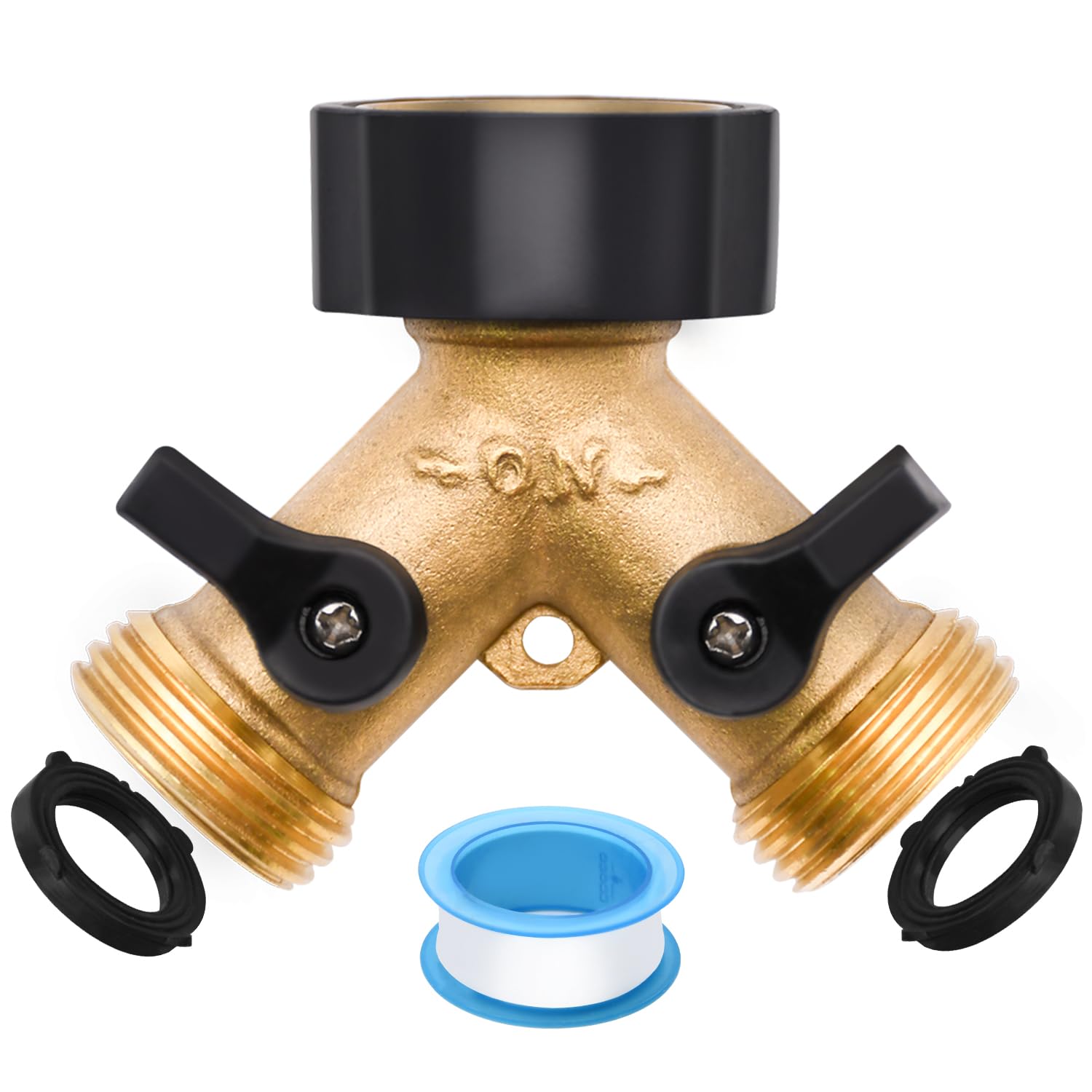 LFSEMINI 2 Way Brass Hose Splitter with two outlets for simultaneous watering