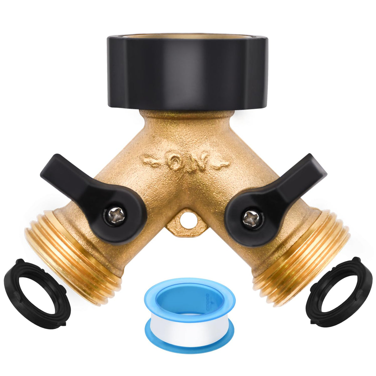 LFSEMINI 2 Way Brass Hose Splitter with two outlets for simultaneous watering