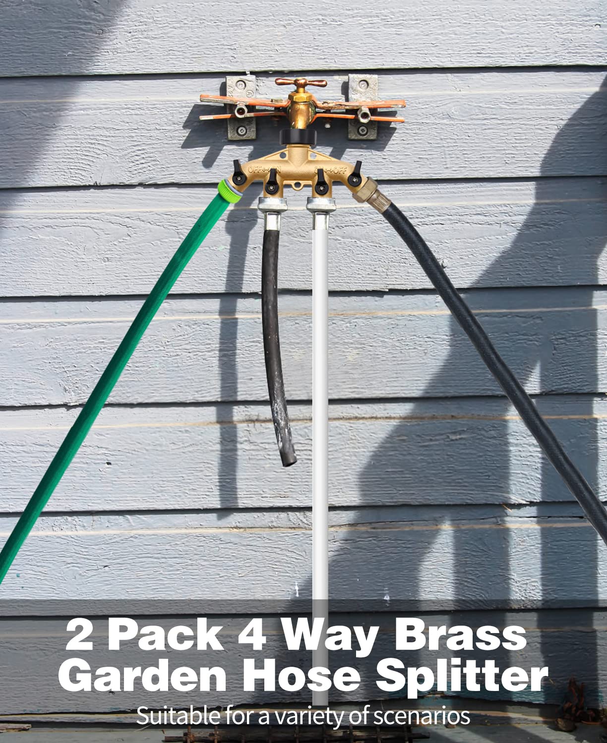 LFSEMINI brass hose splitter 2-pack for versatile garden watering setups.