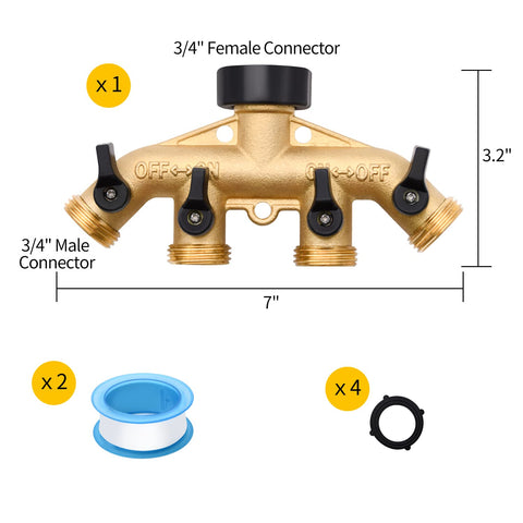 LFSEMINI leak-proof hose splitter showing seals and tapes for secure connections