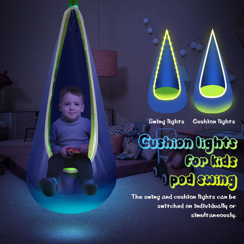 LFSMVT pod swing with remote color control for ambiance