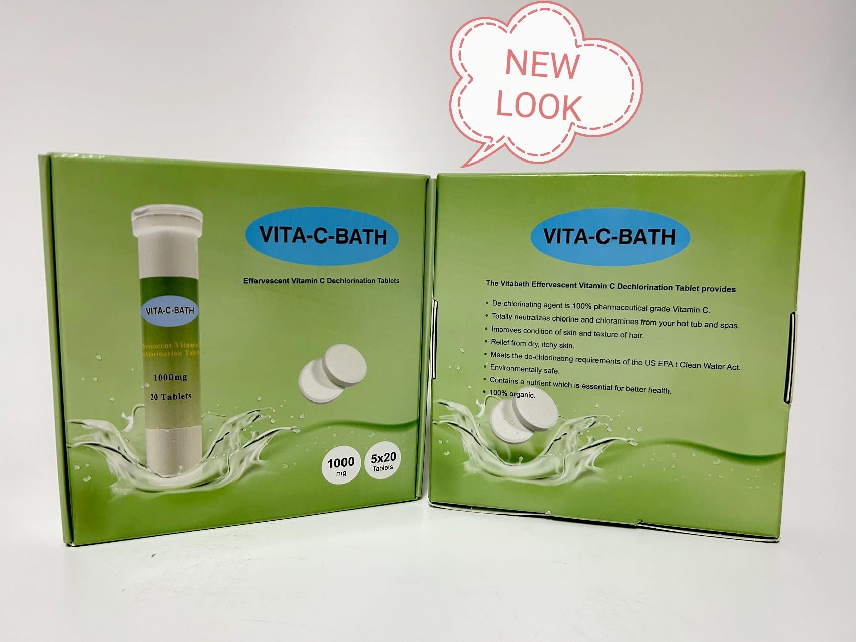 LFSYS vitamin C tablet dissolving in clear water for safer spa use
