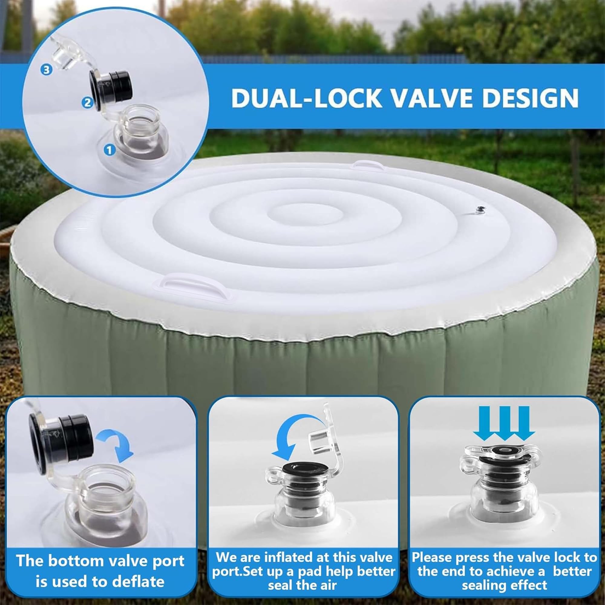 LFUTARI energy-saving lid blocks debris and wildlife from the tub.
