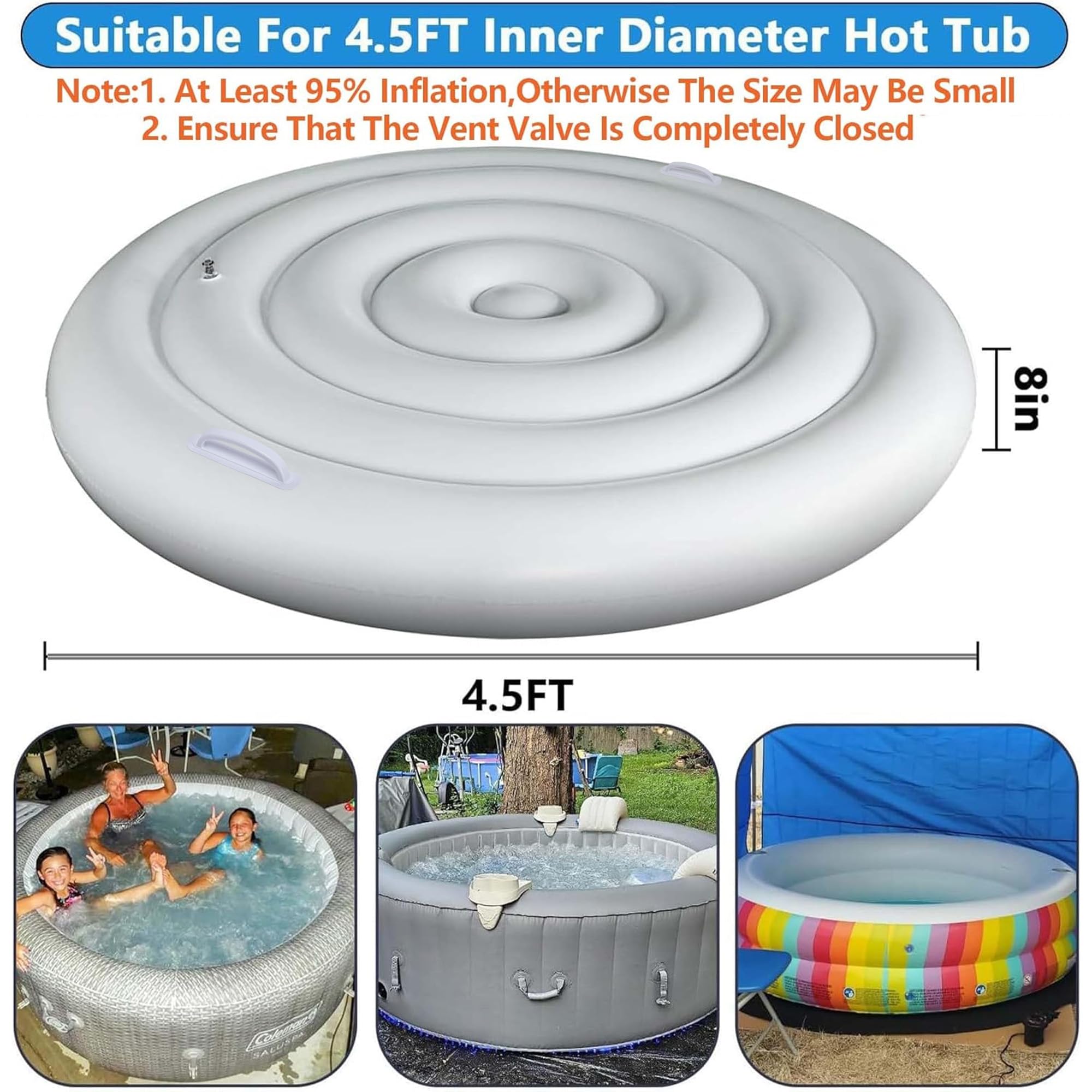 LFUTARI hot tub cover inflates easily for fast setup outdoors.