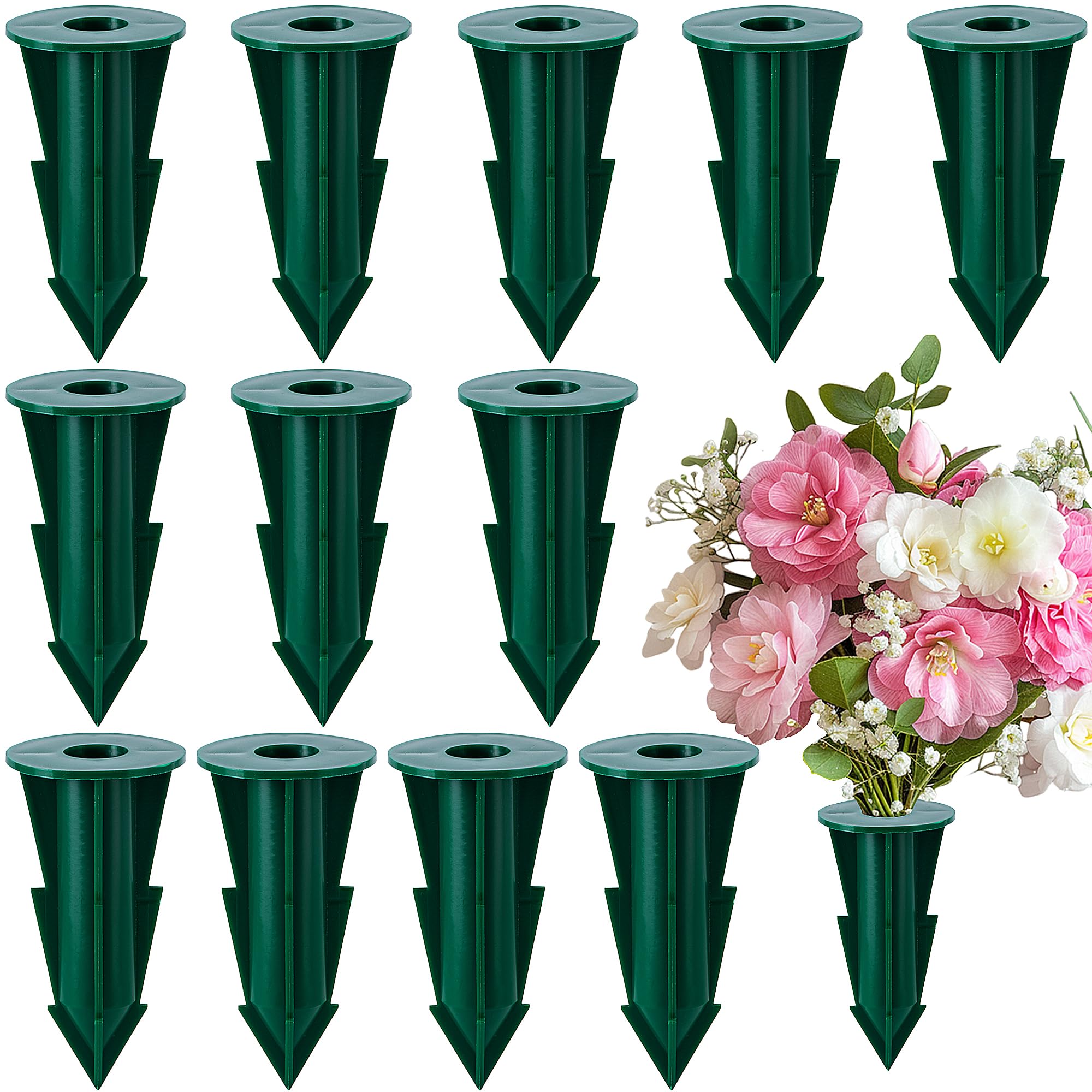 LFUTARI memorial flower holder ground spike stabilizes outdoor artificial blooms