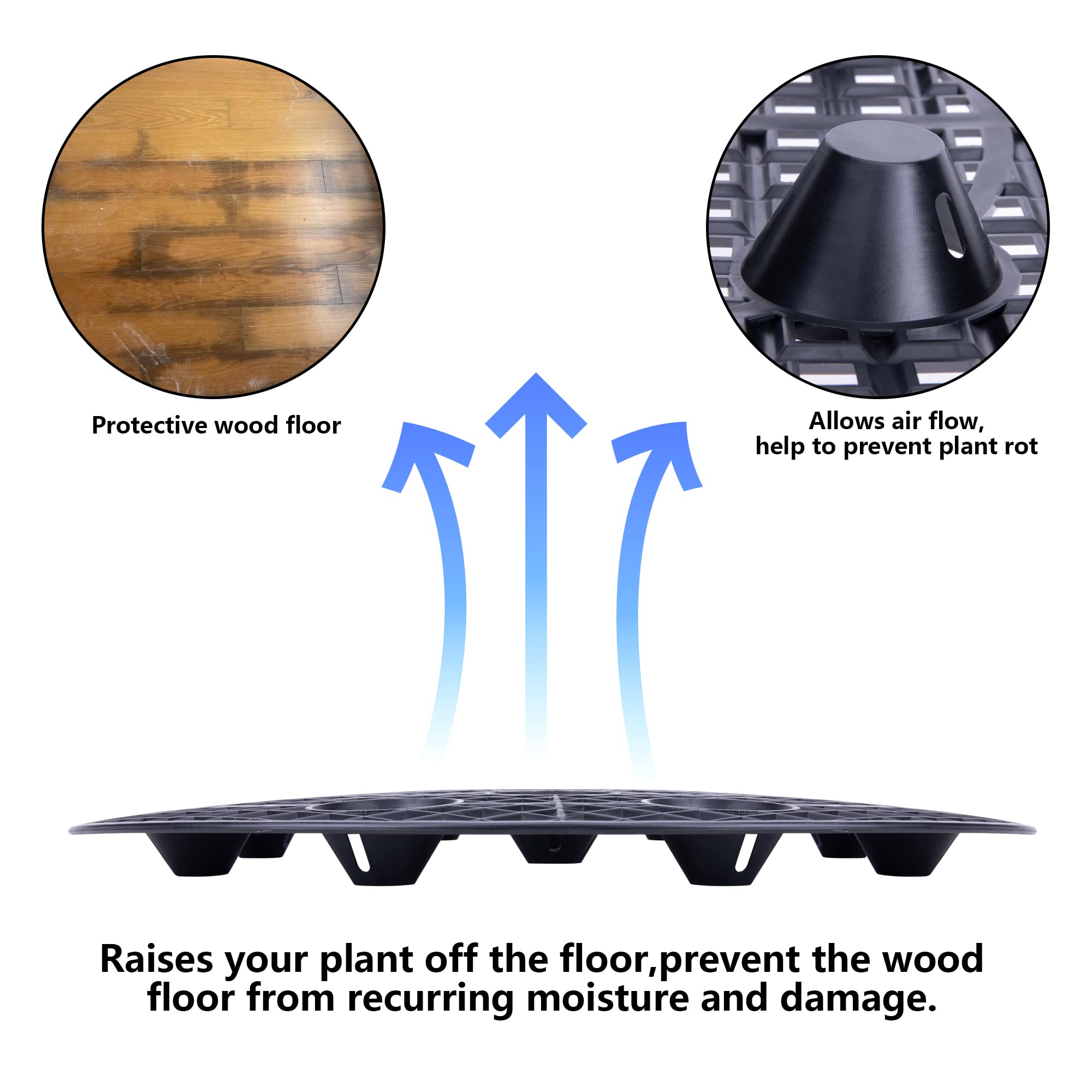 LFUTARI plant saucer protector 15-inch diameter elevates pots to improve airflow.
