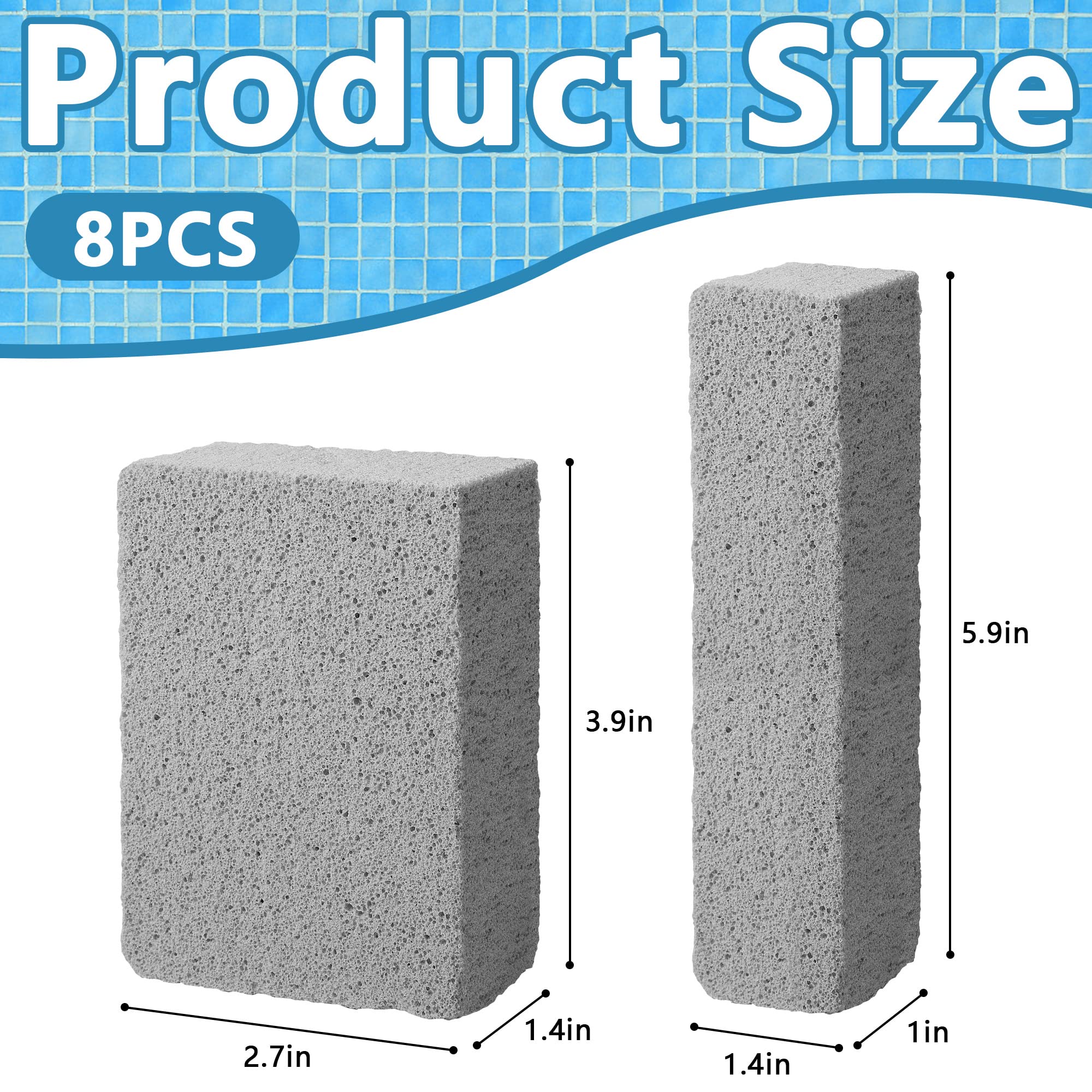 LFUTARI pumice stones in two sizes ideal for pool tile grout and rust removal.