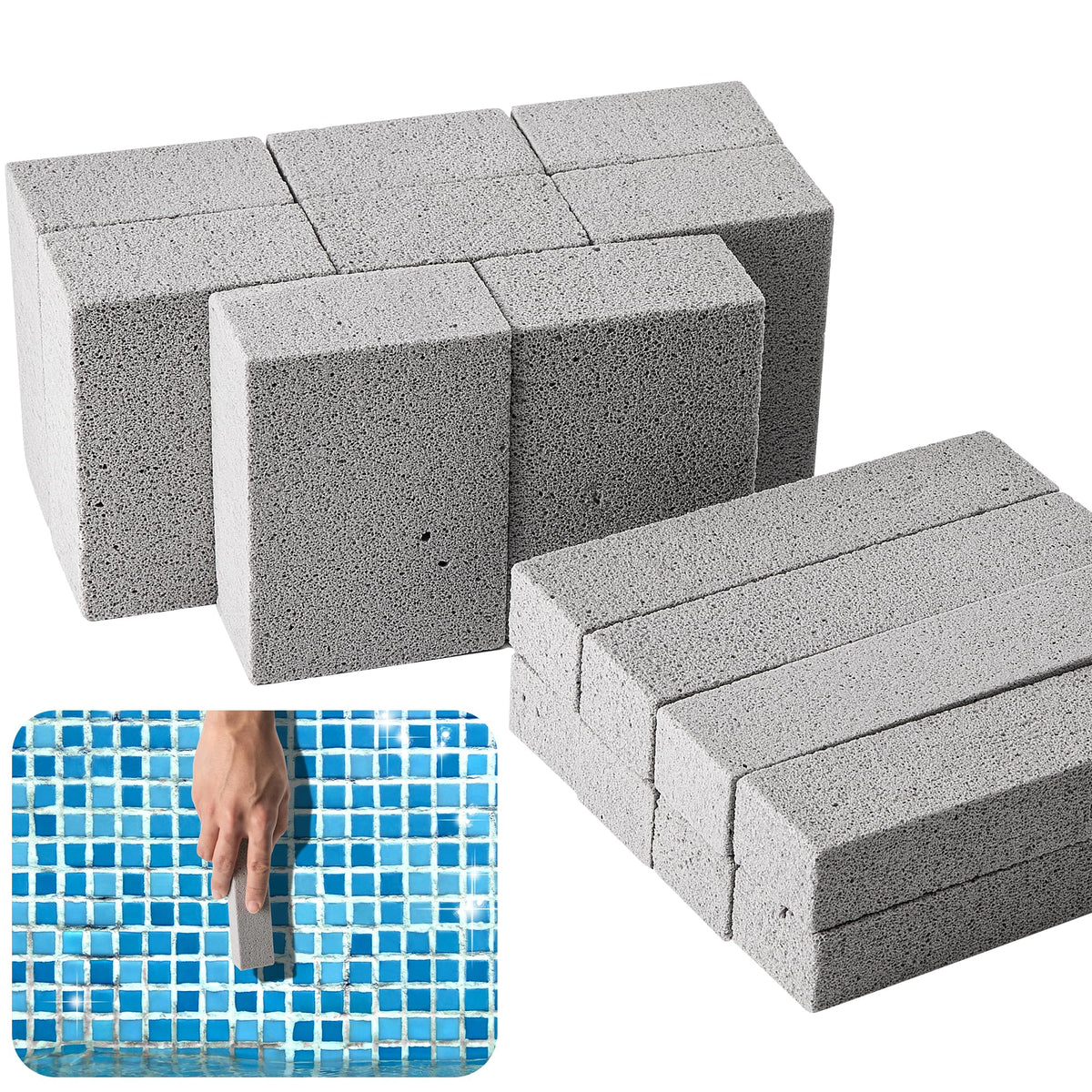 LFUTARI pool pumice stone 16-pack cleans pool tiles and grout effectively
