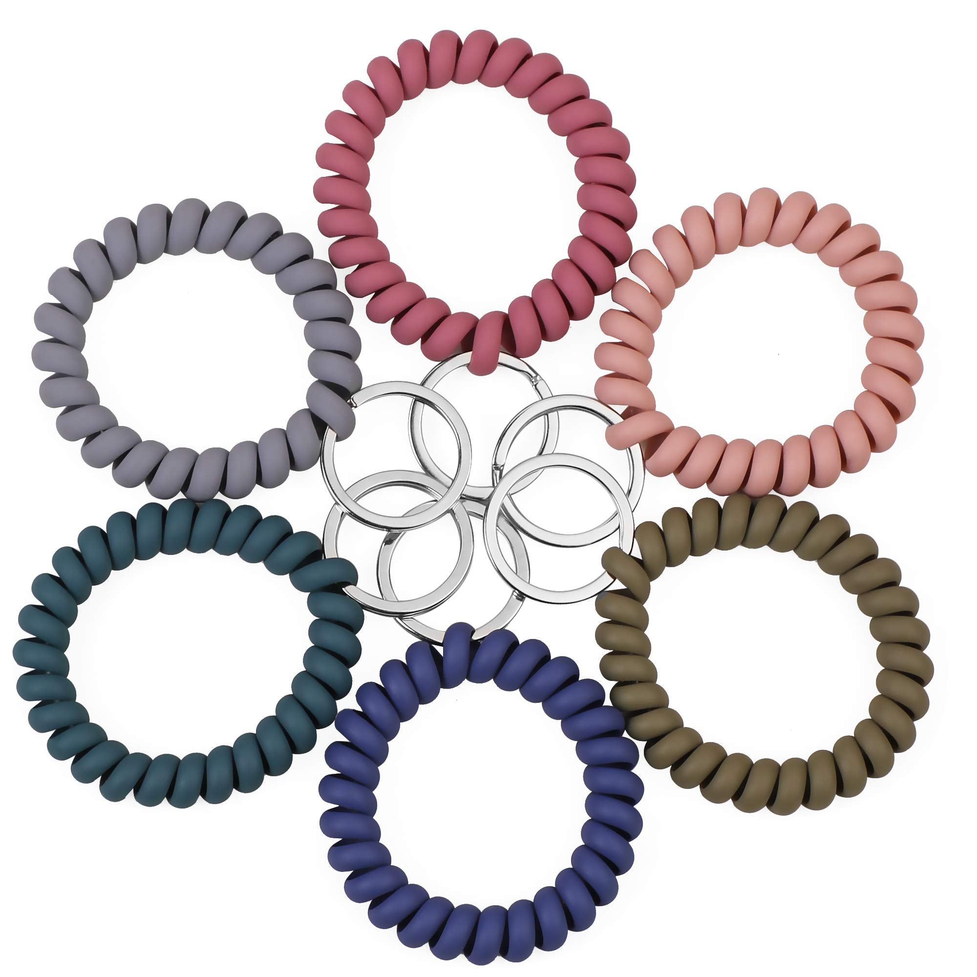 LGEGE stretch-coil wristband closeup showing flexible design and metal key ring for daily use