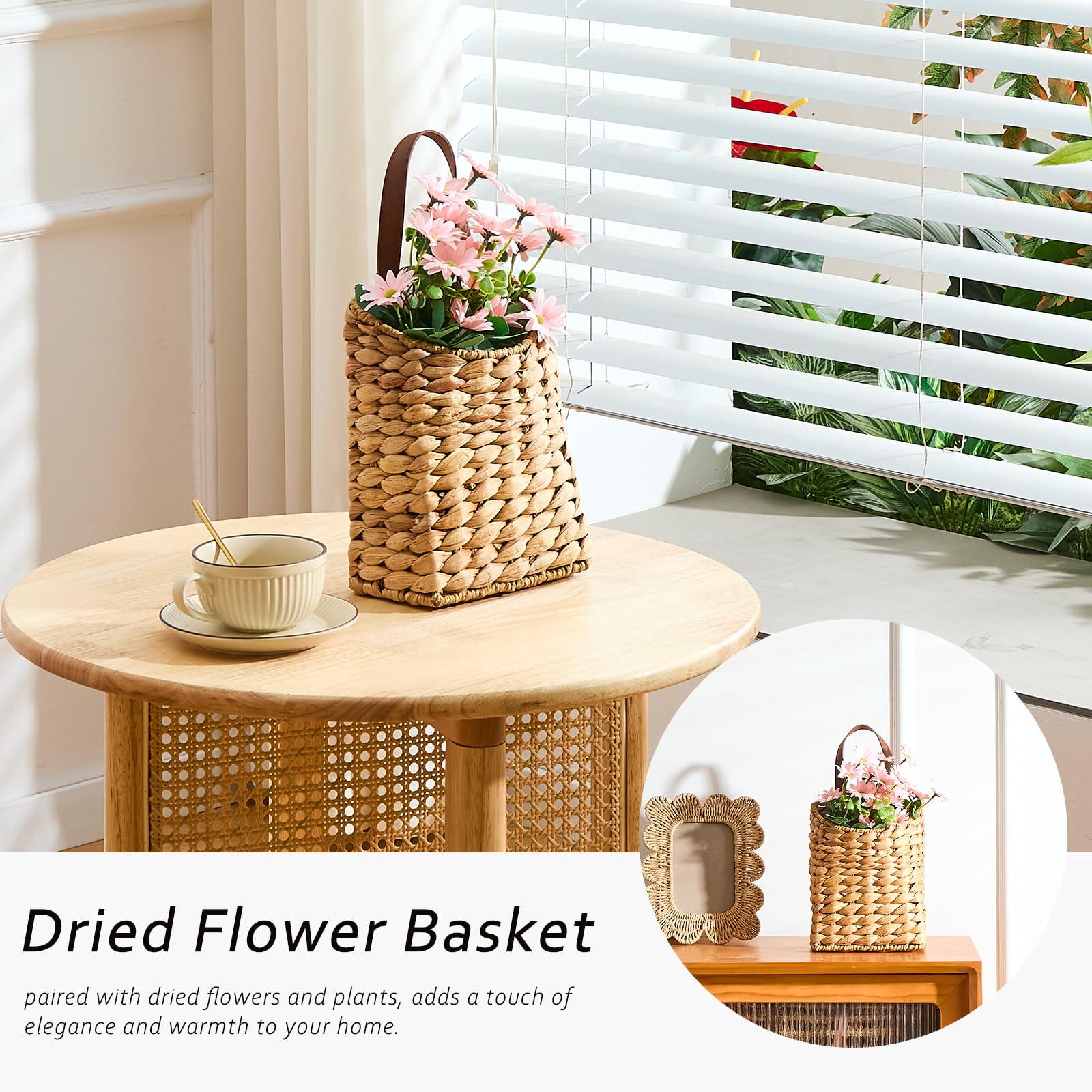 LGENHOOM dried flowers display basket helps you create seasonal arrangements with minimal effort.
