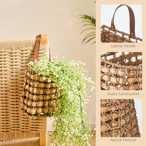 LGENHOOM natural water hyacinth material offers durable, lightweight decor.