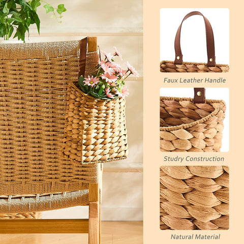 LGENHOOM water hyacinth basket with iron frame combines durability with natural aesthetics.