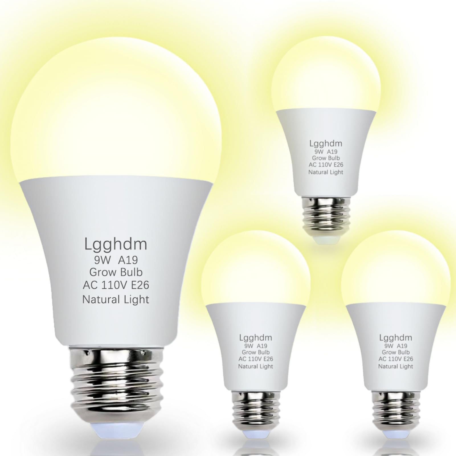 Lgghdm A19 grow light bulbs pack four for compact indoor gardening