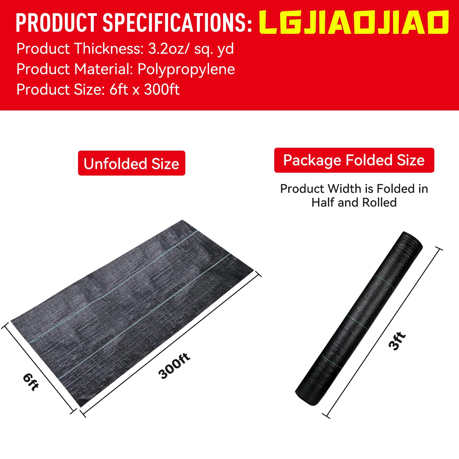 LGJIAOJIAO geotextile fabric; tear-resistant for heavy foot and vehicle traffic.